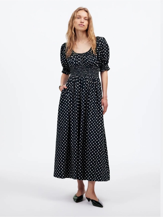 Madewell Dresses & Skirts - NOT FOR SALS Madewell Black Polka Dot Smocked Maxi Dress